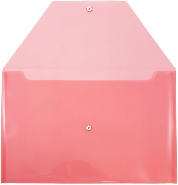 JAM PAPER Plastic Envelopes with Snap Closure - Legal Booklet - 9 3/4 x 14 1/2 - Red - 3/Pack