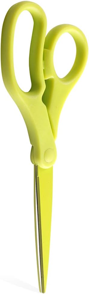 JAM PAPER Multi-Purpose Precision Scissors - 8 Inch - Neon Lime Green - Ergonomic Handle & Stainless Steel Blades - Sold Individually