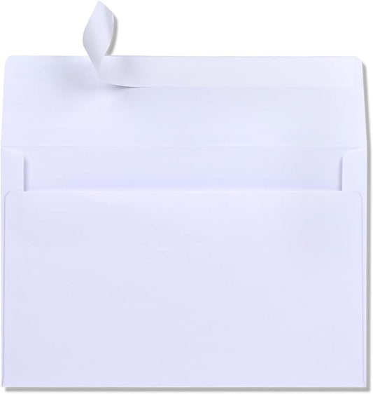 A9 Blank Invitation Envelopes 50 Pack - 5-3/4 x 8-3/4 Inches White Self Seal Envelopes for Invitations, Cards, Letters & Business Mail (Premium Quality)
