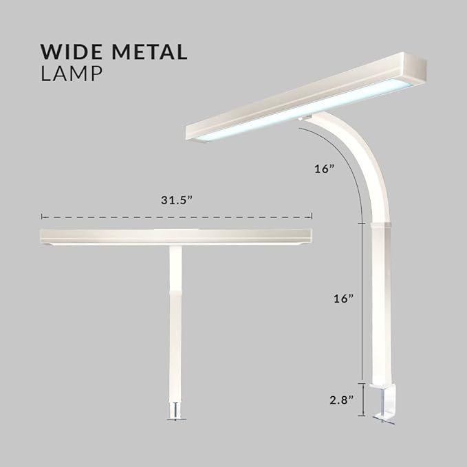 Neatfi (New Model) Flex Desk Lamp with Clamp, Dimmable, 3,000 Lumens 30W LED Monitor Light, 3000K-6500K Correlated Color Temperature, 5 Brightness Levels & 5 Light Modes (31.5 Inches, White)