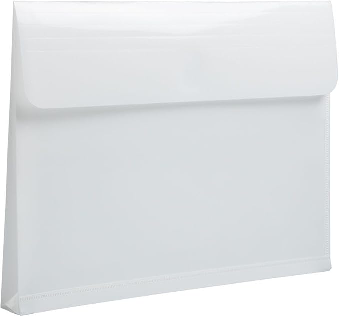 JAM PAPER Plastic Expansion Envelopes with Hook & Loop Closure - Letter Booklet - 9 3/4 x 13 with 1 Inch Expansion - White - 3/Pack