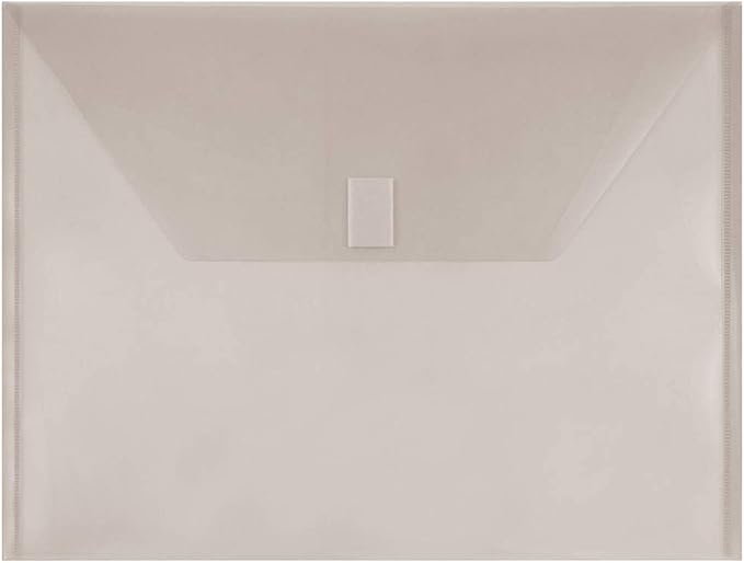 JAM PAPER Plastic Envelopes with Hook & Loop Closure - Letter Booklet - 9 3/4 x 13 - Smoke Gray - 12/Pack