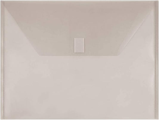 JAM PAPER Plastic Envelopes with Hook & Loop Closure - Letter Booklet - 9 3/4 x 13 - Smoke Gray - 12/Pack