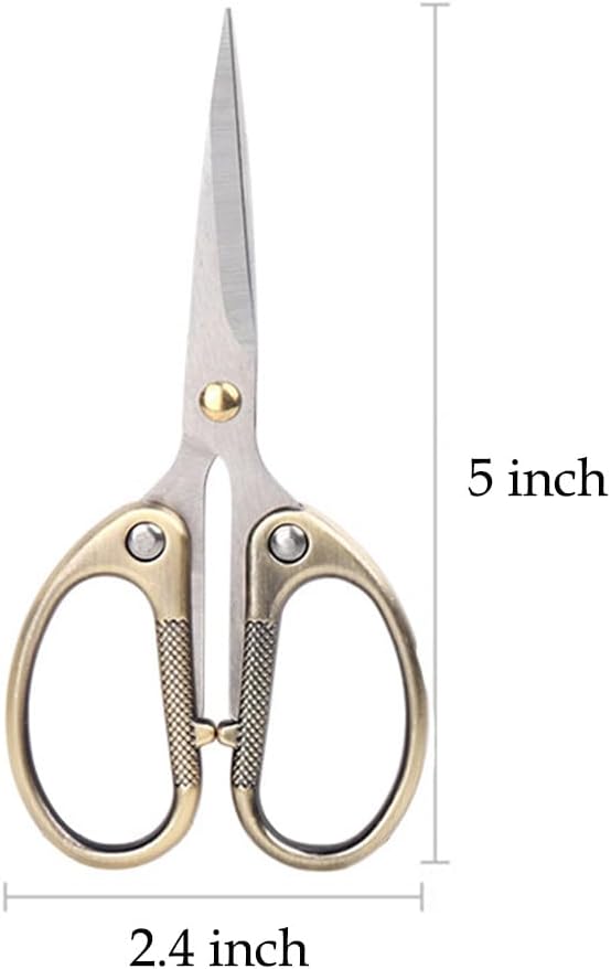 5" All Stainless Steel Office Scissors,Ultra Sharp Blade Shears,Sturdy Sharp Scissor for Office Home School Sewing Fabric Craft Supplies Multipurpose Scissors Brassy