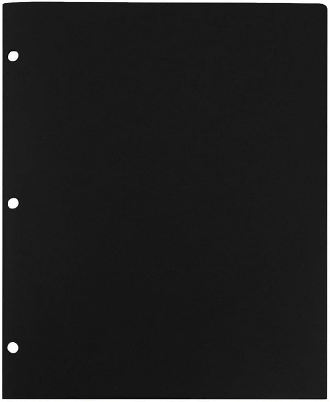 JAM PAPER Heavy Duty Plastic 3 Hole Punch Pocket Folders - Extra Tough School Folders - Black - Bulk 144/Box
