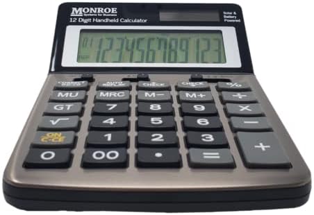 Monroe Handheld 12-Digit Calculator with Check and Correct Functionality