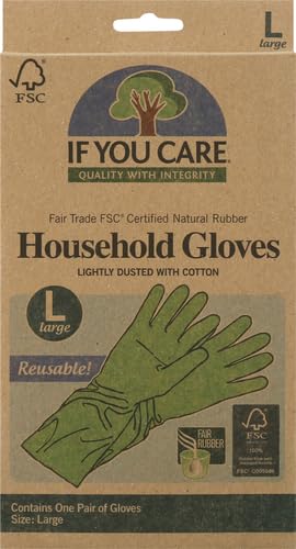 If You Care Latex Gloves, Large – 1 Pair (Pack of 2) – For Gardening, Dishwashing, Cleaning Kitchen and Bathroom – 100% Cotton Lined, Reusable for Women and Men, Green