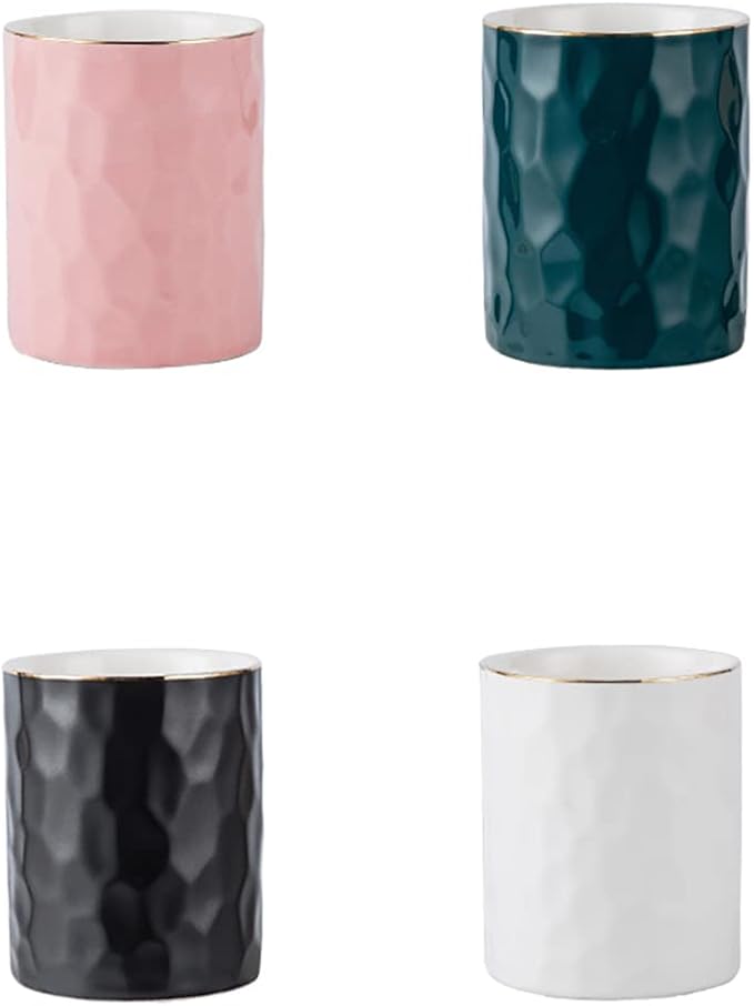 Ceramic Pen Holder Stand Cup Pencil Holder Organizer Makeup Brush Holders for Home Office Desk (Pink)