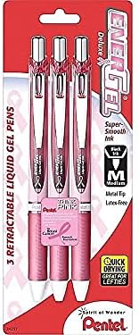 Pentel BL77PBP3ABC EnerGel RTX Retractable Liquid Gel Pen, .7mm, Pink Barrel, Black Ink. 3/Pack