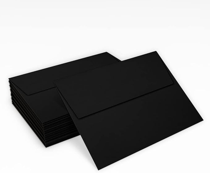 LUXPaper A7 Invitation Envelopes | Peel & Press | 5 1/4" x 7 1/4" | Midnight Black | 80lb. Text | 500 Qty