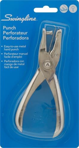 Swingline 1 Hole Punch, 5 Sheet Capacity Hole Puncher, Single Hole Paper Punch, Chrome (74005)