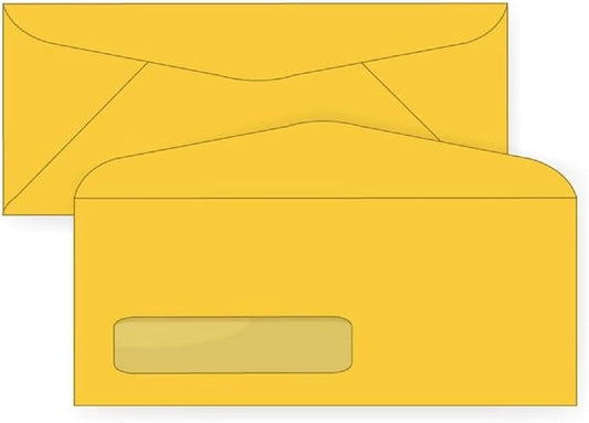 Limited Papers (TM) Regular Mailing And Business Envelopes, Left Hand Window, No. 10 (4.8 x 9.5 Inch), Gummed seal, 24 Pound, Variety of Colors And Quantities. (Gold, 100)