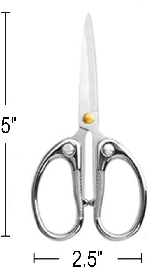 5" Small Sewing Scissors All Purpose Scissors Stainless Steel Tip Shears DIY Tools Office Scissor for Home Office School Sewing Fabric Handcraft Craft Art Work Needlework Daily Use Silver