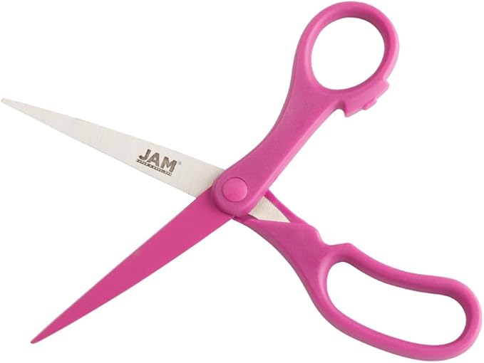 JAM PAPER Multi Purpose Scissors Set - Pink - Assorted Sizes - Ergonomic Handle & Stainless Steel Pointed Tip Blades - 3/Pack