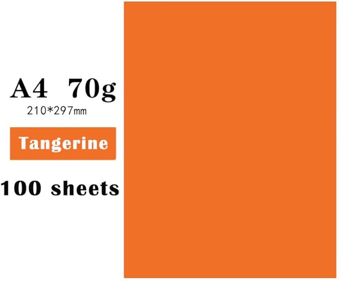 Tangerine Copy Print Paper 8.5X11 Inches,100 Sheets Rainbow A4 Printer Paper 70GSM Colored Origami Paper for Cutting DIY Kids Art Craft