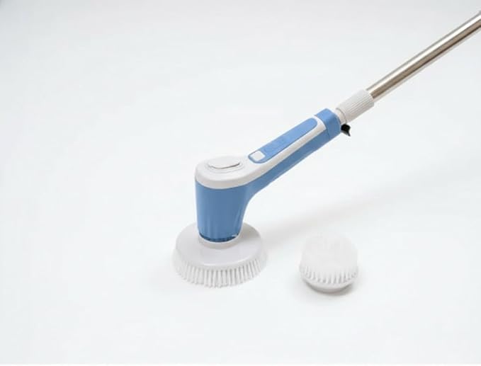Teko Power Scrubber - Ultimate Bathroom Kitchen & Shower Brush Scrubber with Long Handle, for Bathtub, Tile, Floor & Grout, Tub Scrubber, Automatic Shower Cleaner, Sky