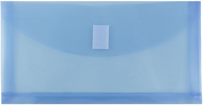 JAM PAPER Plastic Expansion Envelopes with Hook & Loop Closure - #10 Booklet Wallet - 5 1/4 x 10 with 1 Inch Expansion - Blue - 3/Pack