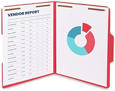 50 Assorted Color Fastener File Folders - 1/3 Cut Reinforced Tab - Durable 2 Prongs Bonded Fastener Designed to Organize Standard Medical Files, Law Client Files, Office Reports - Letter Size