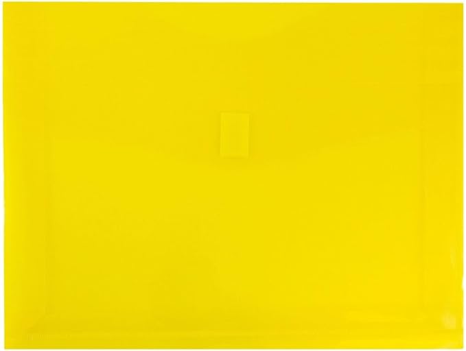 JAM PAPER Plastic Expansion Envelopes with Hook & Loop Closure - Letter Booklet - 9 3/4 x 13 with 2 Inch Expansion - Yellow - 3/Pack