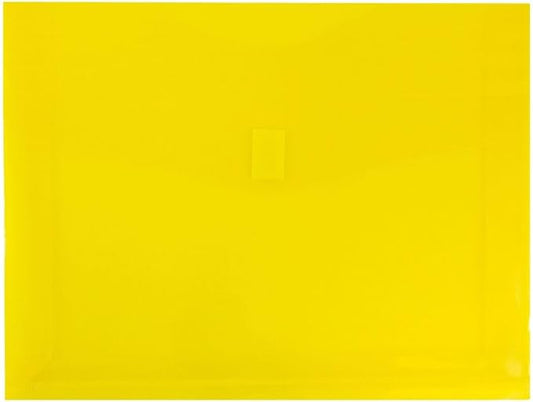JAM PAPER Plastic Expansion Envelopes with Hook & Loop Closure - Letter Booklet - 9 3/4 x 13 with 2 Inch Expansion - Yellow - 3/Pack