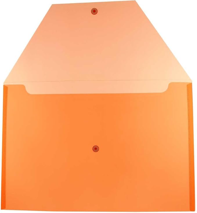 JAM PAPER Plastic Envelopes with Snap Closure - Legal Booklet - 9 3/4 x 14 1/2 - Orange - 3/Pack