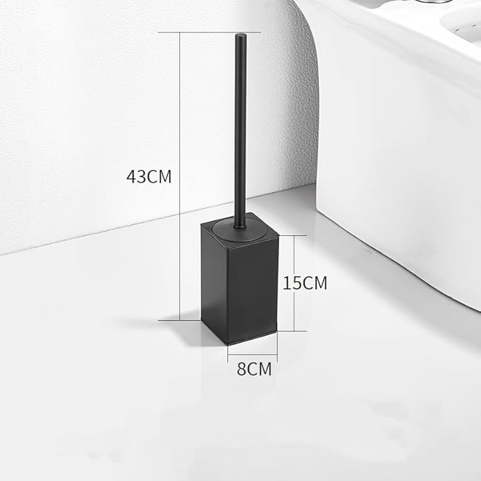 LSWYYP Toilet Brush and Holder, Stainless Steel Square Toilet Bowl Brush Freestanding with Lid,Toilet Cleaner Brush Set for Bathroom Storage,Black