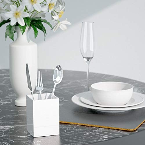 NIUBEE White Acrylic Pen Holder 2 Pack, Desktop Pencil Cup Stationery Organizer for Office Desk Accessory