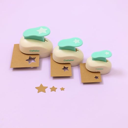 Craftelier - Star Hole Punch Set – 3/8", 5/8" & 1" Star Hole Puncher for Paper Crafts | Shape Hole Puncher for Scrapbooking, DIY Cards & Journals | Craft Punch Set for Paper
