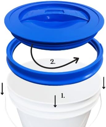 House Naturals 2 Gallon Food Grade - BPA Free Made in USA Buckets Lime Color pails with Screw On Gasket Lids (2, Lime - Blue lids)