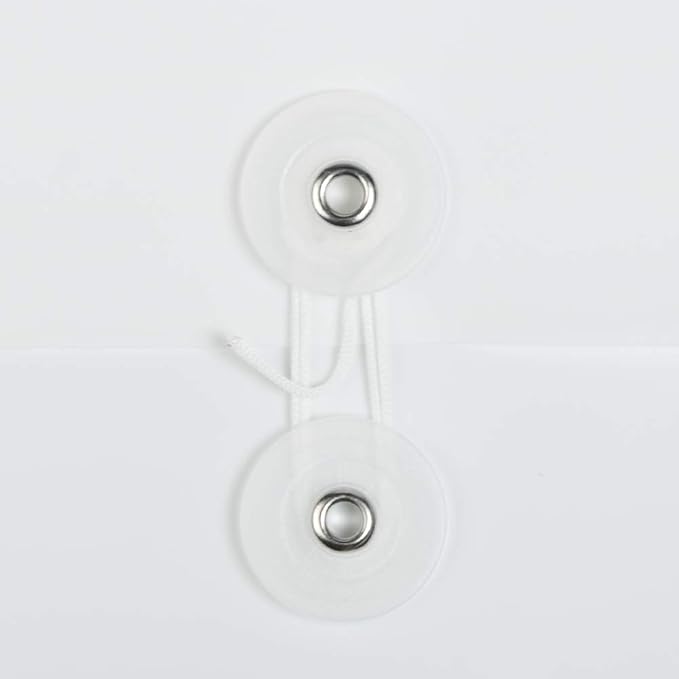 JAM PAPER Plastic Envelopes with Button & String Tie Closure - Letter Booklet - 9 3/4 x 13 - White - 12/Pack