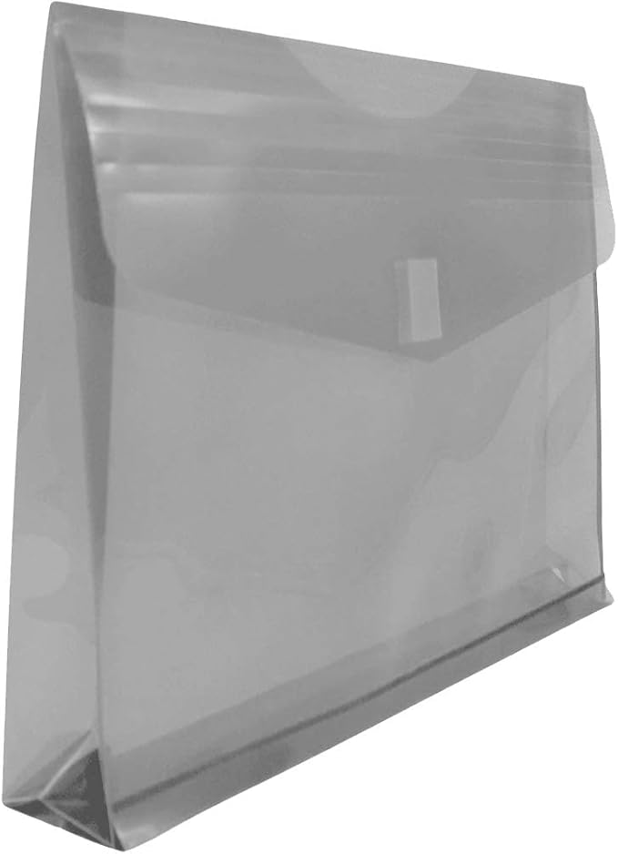 JAM PAPER Plastic Expansion Envelopes with Hook & Loop Closure - Letter Booklet - 9 3/4 x 13 with 2 Inch Expansion - Smoke Gray - 12/Pack