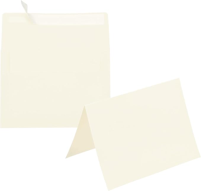 PATIKIL 50Pack Beige 5x7 Blank Cards and Envelopes, Self Seal A7 Envelopes with Folded Cardstock Small for Greeting Cards Wedding Greeting Birthday Invitations Letter Mailing