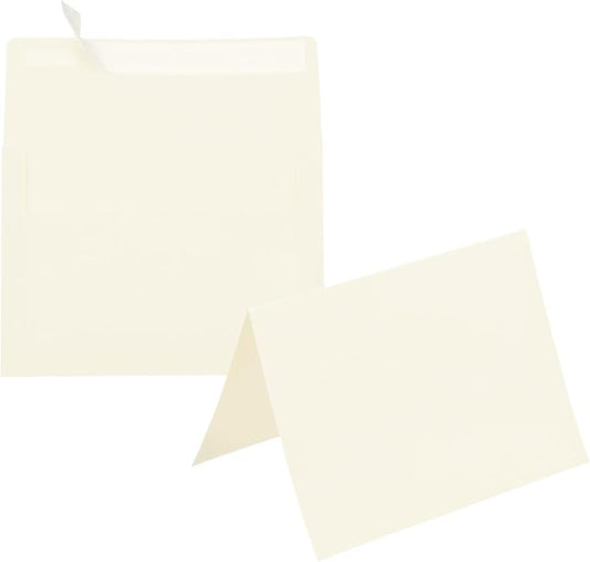 PATIKIL 50Pack Beige 5x7 Blank Cards and Envelopes, Self Seal A7 Envelopes with Folded Cardstock Small for Greeting Cards Wedding Greeting Birthday Invitations Letter Mailing