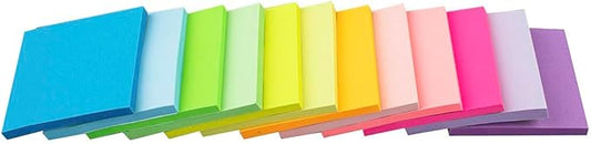(12 Pads) Sticky Notes 3x3 Inches,Bright Colors Self-Stick Pads, Easy to Stick for Home, Office, Notebook