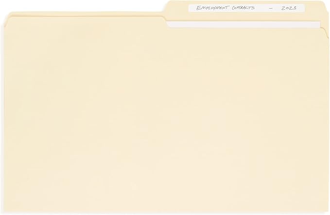 100 Blue Summit Legal Size Manila File Folders, 1/2 Cut Tab for Office, Classroom, or Home Organization, Durable 11 Point Paper for Bills, Records & Documents