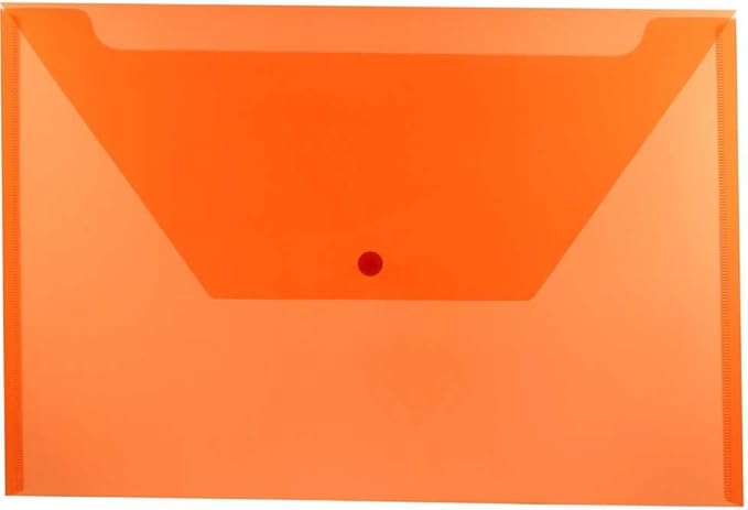 JAM PAPER Plastic Envelopes with Snap Closure - Legal Booklet - 9 3/4 x 14 1/2 - Orange - 3/Pack