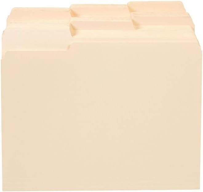 Staples 516564 100% Recycled File Folders 3-Tab Letter Size Manila 250/BX