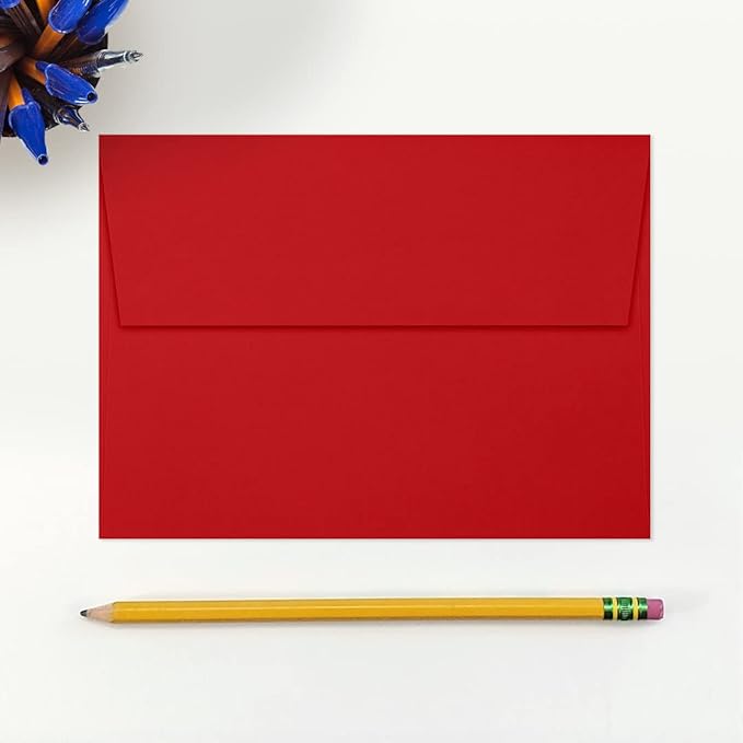 LUXPaper A7 Invitation Envelopes | 5 1/4" x 7 1/4" | Holiday Red | 60lb. Text | 50 Qty