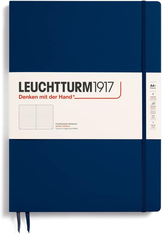 Leuchtturm1917 Hardcover Dotted Master Slim Notebook, Navy, A4