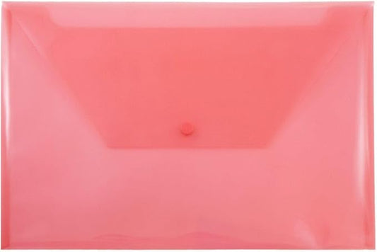 JAM PAPER Plastic Envelopes with Snap Closure - Legal Booklet - 9 3/4 x 14 1/2 - Red - 3/Pack