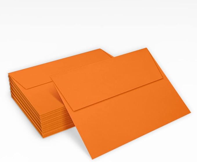 LUXPaper A7 Invitation Envelopes | Peel & Press | 5 1/4" x 7 1/4" | Mandarin Orange | 80lb. Text | 50 Qty