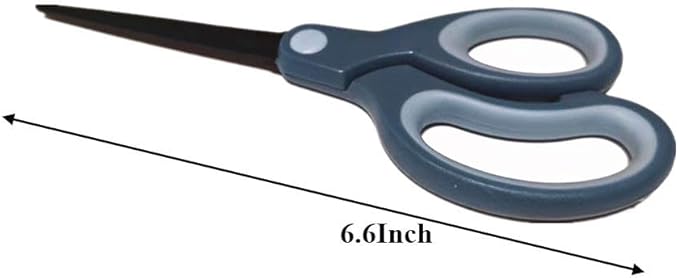 Non Stick All Purpose Titanium Coating Craft Scissors with Soft Grip, Blunt Tip Fabric Shears Kids Scissors for Office Home School, Left & Right Handed (1 Pack, Dark Blue)