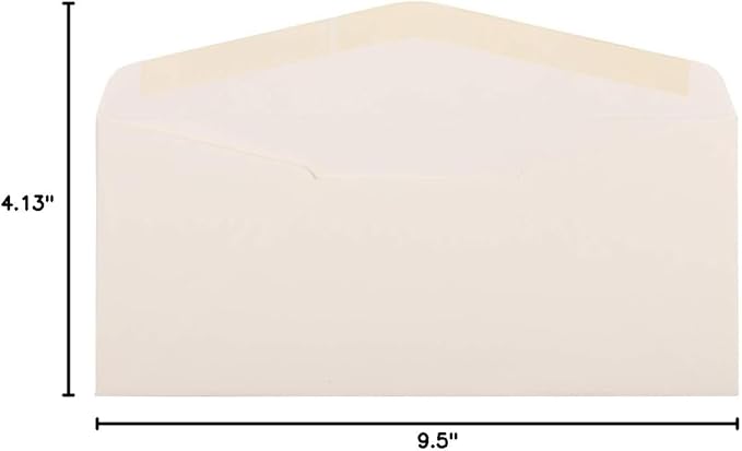JAM PAPER #10 Business Strathmore Envelopes - 4 1/8 x 9 1/2 - Natural White Linen - 50/Pack