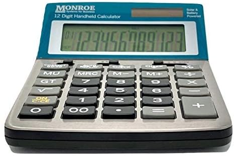 Monroe Handheld 12-Digit Paperless Calculator with Check and Correct Functionality