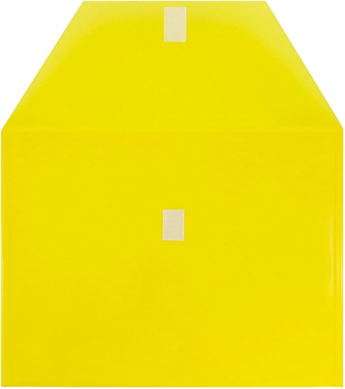 JAM PAPER Plastic Envelopes with Hook & Loop Closure - Letter Booklet - 9 3/4 x 13 - Yellow - 12/Pack