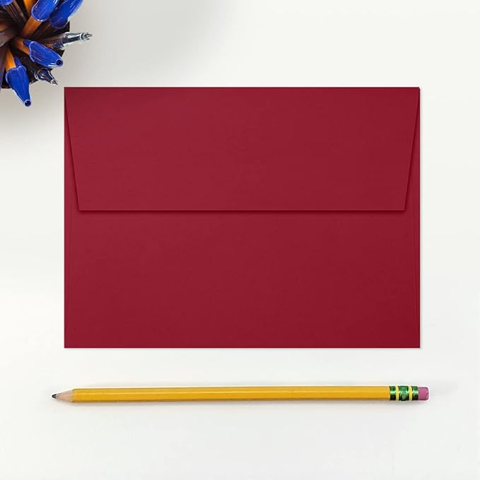 LUXPaper A7 Invitation Envelopes | Peel & Press | 5 1/4" x 7 1/4" | Garnet Red | 80lb. Text | 50 Qty