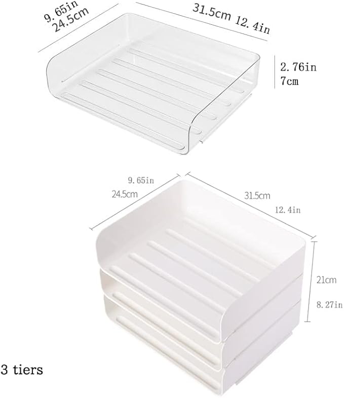 3 Tiers Stackable A4 Paper Trays, Office Desk File Holder, Tidy File Document Letter Book Paper Organizer (3 Tiers,Clear)