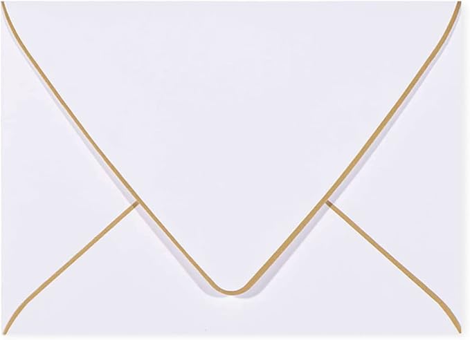 A6 White Envelopes 4 x 6 With Gold Border,- 50 Pack, Quick Self Seal, For 4x6 Cards| Perfect for Weddings, Invitations, Photos, Graduation, Baby Shower| 250GSM Luxury paper|5.25 x 7.25 Inches (White)
