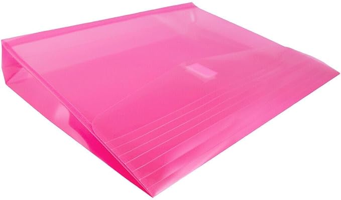 JAM PAPER Plastic Expansion Envelopes with Hook & Loop Closure - Letter Booklet - 9 3/4 x 13 with 2 Inch Expansion - Fuchsia Pink - 3/Pack