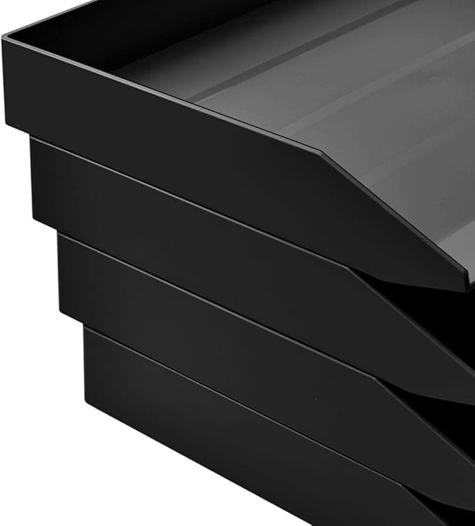Acrimet Stackable Letter Tray 2 Tier Side Load, Plastic, Desktop File Organizer (Black Color)